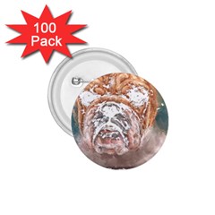 Bulldog T- Shirt Painting Of A Bulldog With Angry Face T- Shirt 1 75  Buttons (100 Pack)  by EnriqueJohnson