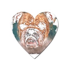 Bulldog T- Shirt Painting Of A Bulldog With Angry Face T- Shirt Heart Magnet by EnriqueJohnson