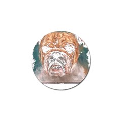 Bulldog T- Shirt Painting Of A Bulldog With Angry Face T- Shirt Golf Ball Marker by EnriqueJohnson