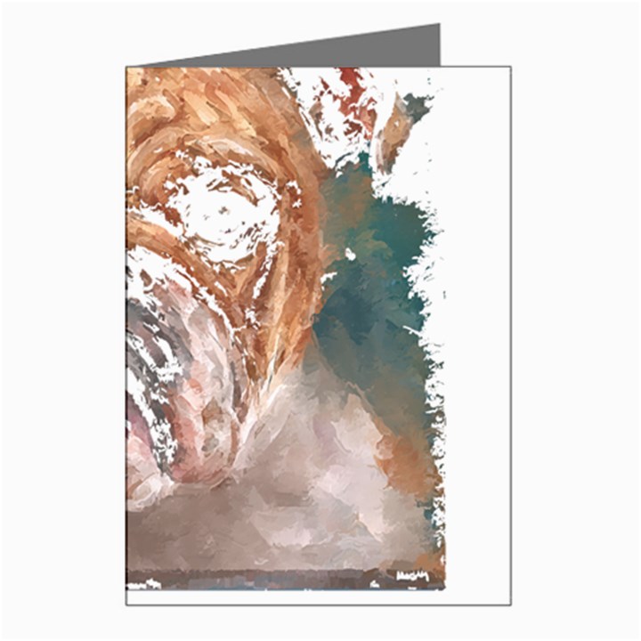 Bulldog T- Shirt Painting Of A Bulldog With Angry Face T- Shirt Greeting Cards (Pkg of 8)