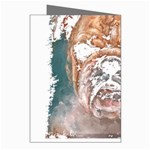 Bulldog T- Shirt Painting Of A Bulldog With Angry Face T- Shirt Greeting Cards (Pkg of 8) Right