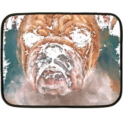 Bulldog T- Shirt Painting Of A Bulldog With Angry Face T- Shirt Fleece Blanket (mini) by EnriqueJohnson