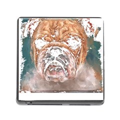 Bulldog T- Shirt Painting Of A Bulldog With Angry Face T- Shirt Memory Card Reader (square 5 Slot) by EnriqueJohnson