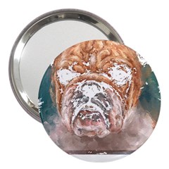 Bulldog T- Shirt Painting Of A Bulldog With Angry Face T- Shirt 3  Handbag Mirrors by EnriqueJohnson