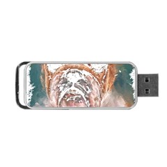 Bulldog T- Shirt Painting Of A Bulldog With Angry Face T- Shirt Portable Usb Flash (one Side) by EnriqueJohnson