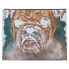 Bulldog T- Shirt Painting Of A Bulldog With Angry Face T- Shirt Cosmetic Bag (xxxl) by EnriqueJohnson