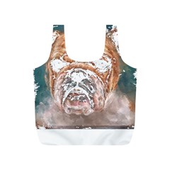 Bulldog T- Shirt Painting Of A Bulldog With Angry Face T- Shirt Full Print Recycle Bag (s) by EnriqueJohnson