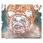 Bulldog T- Shirt Painting Of A Bulldog With Angry Face T- Shirt Two Sides Premium Plush Fleece Blanket (Small) 50 x40  Blanket Front