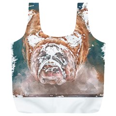 Bulldog T- Shirt Painting Of A Bulldog With Angry Face T- Shirt Full Print Recycle Bag (xxl) by EnriqueJohnson