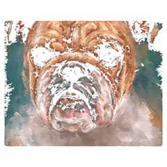 Bulldog T- Shirt Painting Of A Bulldog With Angry Face T- Shirt Premium Plush Fleece Blanket (medium) by EnriqueJohnson