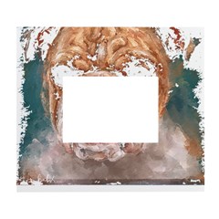 Bulldog T- Shirt Painting Of A Bulldog With Angry Face T- Shirt White Wall Photo Frame 5  X 7 