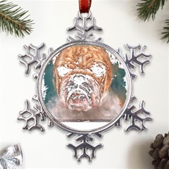 Bulldog T- Shirt Painting Of A Bulldog With Angry Face T- Shirt Metal Large Snowflake Ornament by EnriqueJohnson