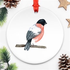 Bullfinch T- Shirt White Look Calm Bullfinch 21 T- Shirt Round Ornament (two Sides) by EnriqueJohnson