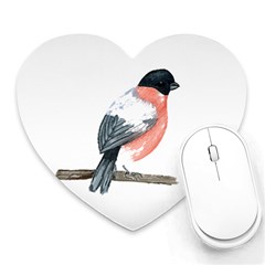 Bullfinch T- Shirt White Look Calm Bullfinch 21 T- Shirt Heart Mousepad by EnriqueJohnson