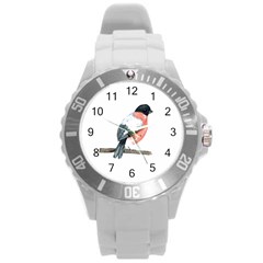 Bullfinch T- Shirt White Look Calm Bullfinch 21 T- Shirt Round Plastic Sport Watch (l) by EnriqueJohnson