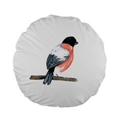 Bullfinch T- Shirt White Look Calm Bullfinch 21 T- Shirt Standard 15  Premium Flano Round Cushions by EnriqueJohnson