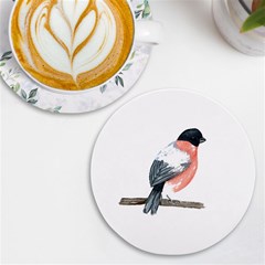 Bullfinch T- Shirt White Look Calm Bullfinch 21 T- Shirt Uv Print Round Tile Coaster by EnriqueJohnson