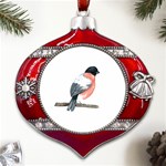 Bullfinch T- Shirt White Look Calm Bullfinch 21 T- Shirt Metal Snowflake And Bell Red Ornament Front