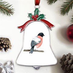 Bullfinch T- Shirt White Look Calm Bullfinch 21 T- Shirt Metal Holly Leaf Bell Ornament by EnriqueJohnson