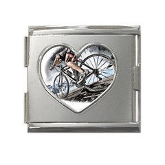 When The World Becomes Too Much Mount T- Shirt When The World Becomes T O O M U C H, Mount A Bike! T Mega Link Heart Italian Charm (18mm) by ZUXUMI