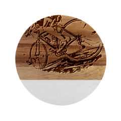 When The World Becomes Too Much Mount T- Shirt When The World Becomes T O O M U C H, Mount A Bike! T Marble Wood Coaster (round) by ZUXUMI