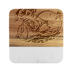 When The World Becomes Too Much Mount T- Shirt When The World Becomes T O O M U C H, Mount A Bike! T Marble Wood Coaster (square) by ZUXUMI