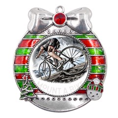 When The World Becomes Too Much Mount T- Shirt When The World Becomes T O O M U C H, Mount A Bike! T Metal X mas Ribbon With Red Crystal Round Ornament by ZUXUMI