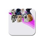 Bunnies T- Shirt Super Cute Fluffle Of Bunnies Of All Breeds! T- Shirt Rubber Square Coaster (4 pack) Front