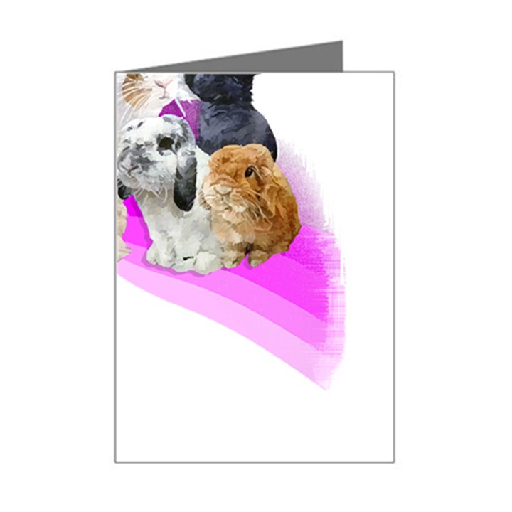 Bunnies T- Shirt Super Cute Fluffle Of Bunnies Of All Breeds! T- Shirt Mini Greeting Card