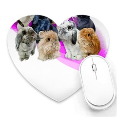 Bunnies T- Shirt Super Cute Fluffle Of Bunnies Of All Breeds! T- Shirt Heart Mousepad by EnriqueJohnson