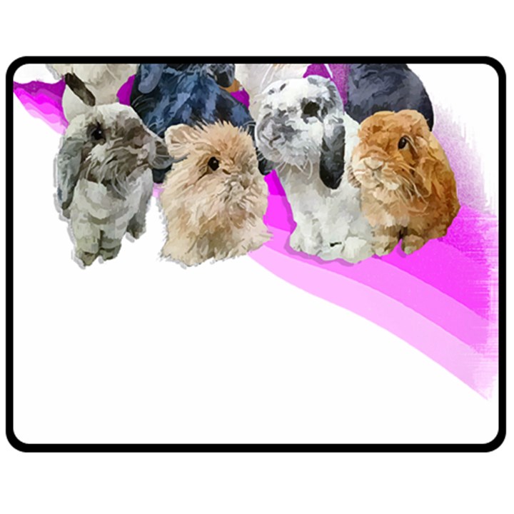 Bunnies T- Shirt Super Cute Fluffle Of Bunnies Of All Breeds! T- Shirt Two Sides Fleece Blanket (Medium)