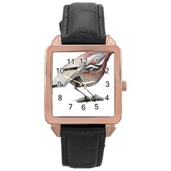 Whistle T- Shirtfinch T- Shirt Rose Gold Leather Watch  by ZUXUMI