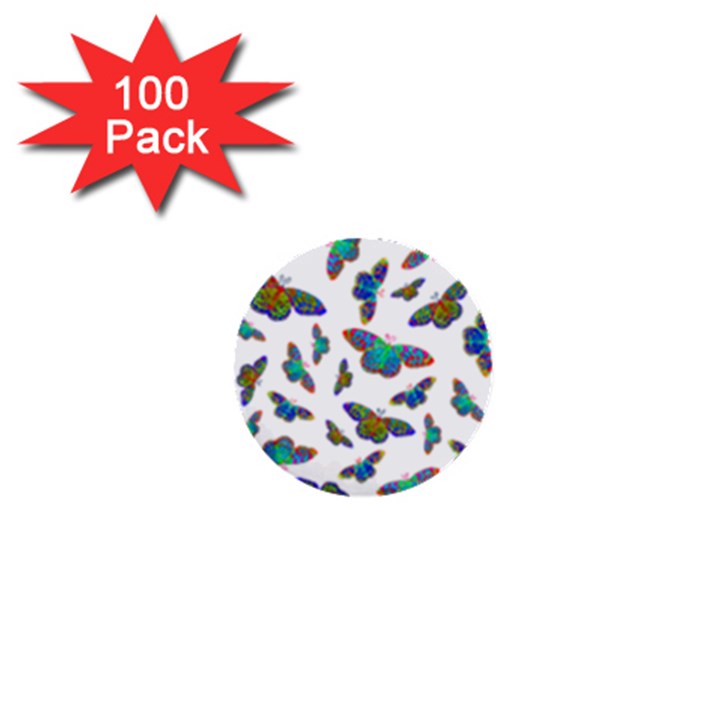 Butterflies T- Shirt Colorful Butterflies In Rainbow Colors T- Shirt 1  Mini Buttons (100 pack) 