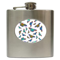 Butterflies T- Shirt Colorful Butterflies In Rainbow Colors T- Shirt Hip Flask (6 Oz) by EnriqueJohnson