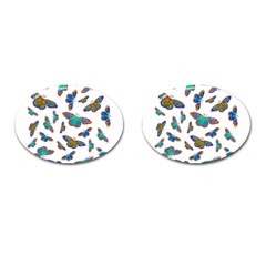 Butterflies T- Shirt Colorful Butterflies In Rainbow Colors T- Shirt Cufflinks (oval) by EnriqueJohnson