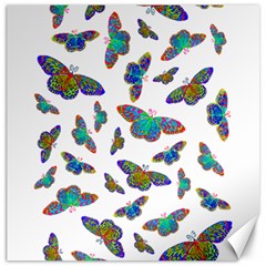 Butterflies T- Shirt Colorful Butterflies In Rainbow Colors T- Shirt Canvas 12  X 12  by EnriqueJohnson