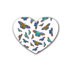 Butterflies T- Shirt Colorful Butterflies In Rainbow Colors T- Shirt Rubber Heart Coaster (4 Pack) by EnriqueJohnson