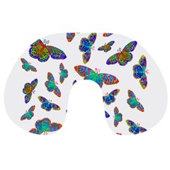 Butterflies T- Shirt Colorful Butterflies In Rainbow Colors T- Shirt Travel Neck Pillow by EnriqueJohnson