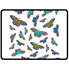 Butterflies T- Shirt Colorful Butterflies In Rainbow Colors T- Shirt Two Sides Fleece Blanket (large) by EnriqueJohnson