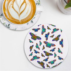 Butterflies T- Shirt Colorful Butterflies In Rainbow Colors T- Shirt Uv Print Round Tile Coaster by EnriqueJohnson