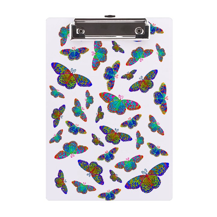 Butterflies T- Shirt Colorful Butterflies In Rainbow Colors T- Shirt A5 Acrylic Clipboard