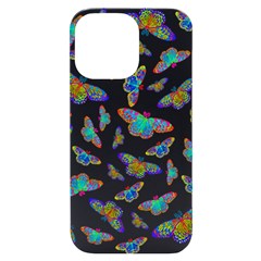 Butterflies T- Shirt Colorful Butterflies In Rainbow Colors T- Shirt Iphone 14 Pro Max Black Uv Print Case by EnriqueJohnson