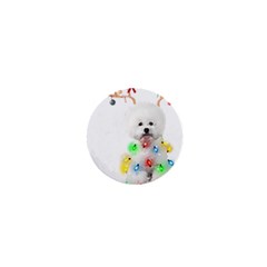 White Bichon Frise Dog Snow Reindeer S T- Shirt White Bichon Frise  Dog Snow Reindeer Santa Hat Chri 1  Mini Buttons by ZUXUMI