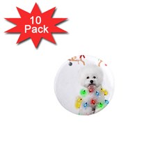 White Bichon Frise Dog Snow Reindeer S T- Shirt White Bichon Frise  Dog Snow Reindeer Santa Hat Chri 1  Mini Magnet (10 Pack) 