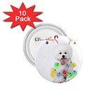 White Bichon Frise Dog Snow Reindeer S T- Shirt White Bichon Frise  Dog Snow Reindeer Santa Hat Chri 1.75  Buttons (10 pack) Front