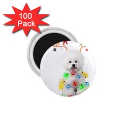 White Bichon Frise Dog Snow Reindeer S T- Shirt White Bichon Frise  Dog Snow Reindeer Santa Hat Chri 1 75  Magnets (100 Pack)  by ZUXUMI