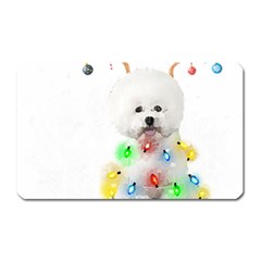 White Bichon Frise Dog Snow Reindeer S T- Shirt White Bichon Frise  Dog Snow Reindeer Santa Hat Chri Magnet (rectangular) by ZUXUMI