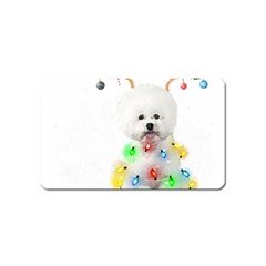 White Bichon Frise Dog Snow Reindeer S T- Shirt White Bichon Frise  Dog Snow Reindeer Santa Hat Chri Magnet (name Card) by ZUXUMI