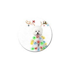 White Bichon Frise Dog Snow Reindeer S T- Shirt White Bichon Frise  Dog Snow Reindeer Santa Hat Chri Golf Ball Marker by ZUXUMI