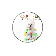 White Bichon Frise Dog Snow Reindeer S T- Shirt White Bichon Frise  Dog Snow Reindeer Santa Hat Chri Hat Clip Ball Marker by ZUXUMI